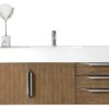 James Martin 389-V48-LTO-A-GW Mercer Island 48 Inch Single Vanity in Latte Oak with Glossy White Solid Surface Top