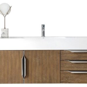 James Martin 389-V48-LTO-A-GW Mercer Island 48 Inch Single Vanity in Latte Oak with Glossy White Solid Surface Top