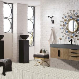 James Martin 389-V48-LTO-MB-DGG Mercer Island 48 Inch Single Vanity Cabinet with Dusk Grey Glossy Composite Top - Latte Oak