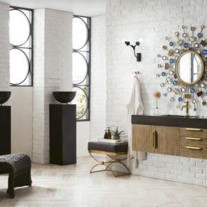 James Martin 389-V48-LTO-G Mercer Island 48 Inch Single Vanity in Latte Oak, Radiant Gold