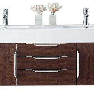 James Martin 389-V59D-CFO-A-GW Mercer Island 59 Inch Double Vanity in Coffee Oak with Glossy White Solid Surface Top