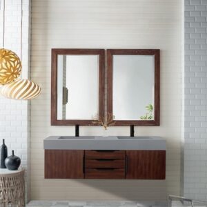 James Martin 389-V59D-CFO-MB-DGG Mercer Island 59 Inch Double Vanity Cabinet with Dusk Grey Glossy Composite Top - Coffee Oak