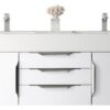 James Martin 389-V59D-GW-A-DGG Mercer Island 59 Inch Double Vanity in Glossy White with Glossy Dark Gray Solid Surface Top