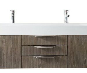 James Martin 389-V72D-AGR-A-GW Mercer Island 72 Inch Double Vanity in Ash Gray with Glossy White Solid Surface Top