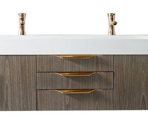 James Martin 389-V72D-AGR-G Mercer Island 72 Inch Double Vanity in Ash Gray, Radiant Gold