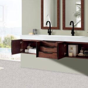 James Martin 389-V72D-CFO-MB-GW Mercer Island 72 1/2 Inch Double Vanity Cabinet with Glossy White Composite Top - Coffee Oak