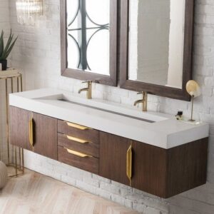 James Martin 389-V72D-CFO-G Mercer Island 72 Inch Double Vanity in Coffee Oak, Radiant Gold