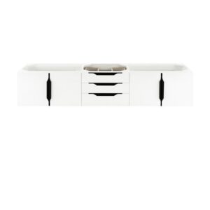 James Martin 389-V72D-GW-MB Mercer Island 72 1/2 Inch Vanity - Glossy White