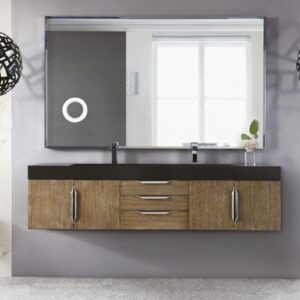 James Martin 389-V72D-LTO-A-GW Mercer Island 72 Inch Double Vanity in Latte Oak with Glossy White Solid Surface Top