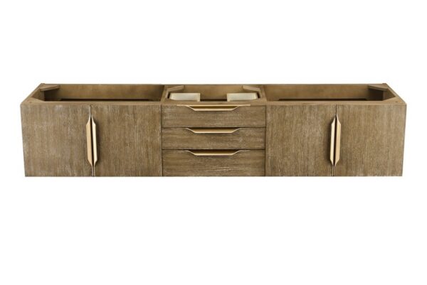 James Martin 389-V72D-LTO-G Mercer Island 72 Inch Double Vanity in Latte Oak, Radiant Gold