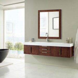 James Martin 389-V72S-CFO-A-GW Mercer Island 72 Inch Single Vanity in Coffee Oak with Glossy White Solid Surface Top