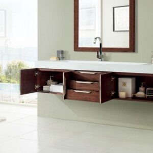 James Martin 389-V72S-CFO-A-GW Mercer Island 72 Inch Single Vanity in Coffee Oak with Glossy White Solid Surface Top