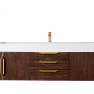 James Martin 389-V72S-CFO-G Mercer Island 72 Inch Single Vanity in Coffee Oak, Radiant Gold