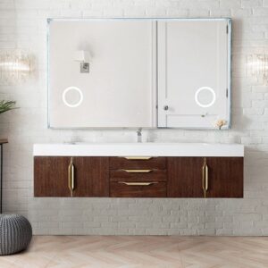 James Martin 389-V72S-CFO-G Mercer Island 72 Inch Single Vanity in Coffee Oak, Radiant Gold