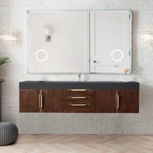 James Martin 389-V72S-CFO-G Mercer Island 72 Inch Single Vanity in Coffee Oak, Radiant Gold