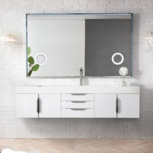 James Martin 389-V72S-GW-A Mercer Island 72 Inch Single Vanity in Glossy White