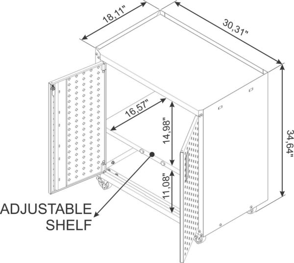 Manhattan Comfort Fortress Textured Metal 31.5" Garage Mobile Cabinet with 2 Adjustable Shelves in White