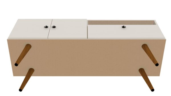 Manhattan Comfort Tribeca 53.94 Mid-Century Modern TV Stand with Solid Wood Legs in Off White