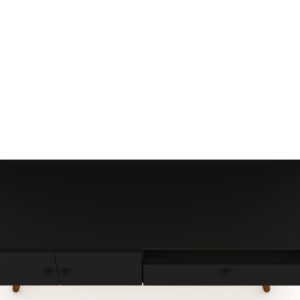 Manhattan Comfort Tribeca 53.94 Mid-Century Modern TV Stand with Solid Wood Legs in Black