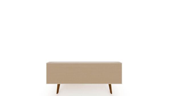 Manhattan Comfort Tribeca 53.94 Mid-Century Modern TV Stand with Solid Wood Legs in Off White and Nature