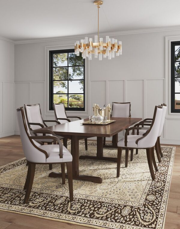 Manhattan Comfort Grand Faux Leather 6-Piece Dining Chairs in Light Grey