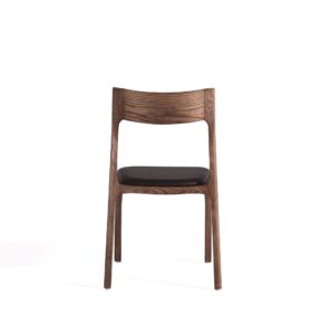 Manhattan Comfort Modern Moderno Stackable Dining Chair Upholstered in Leatherette with Solid Wood Frame in Walnut and Black- Set of 4