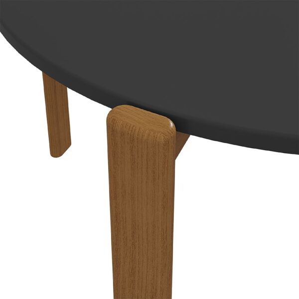 Manhattan Comfort Mid-Century Modern Gales Round 46.54 Dining Table with Solid Wood Legs in Black - Set of 5