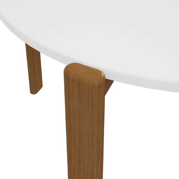 Manhattan Comfort Mid-Century Modern Gales Round 46.54 Dining Table with Solid Wood Legs in White - Set of 5