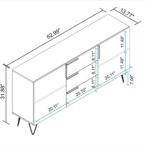 Manhattan Comfort Beekman 62.99 Sideboard with 4 Shelves in White
