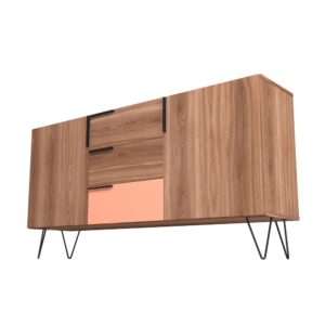 Manhattan Comfort Beekman 62.99 Sideboard with 4 Shelves in Brown and Pink