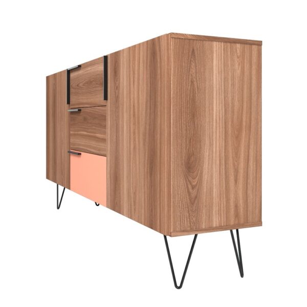 Manhattan Comfort Beekman 62.99 Sideboard with 4 Shelves in Brown and Pink