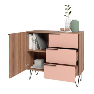 Manhattan Comfort Beekman 35.43 Dresser with 2 Shelves in Brown and Pink