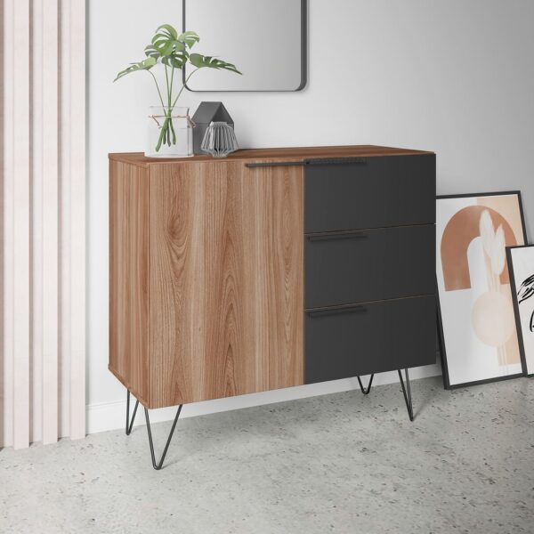 Manhattan Comfort Beekman 35.43 Dresser with 2 Shelves in Brown and Black