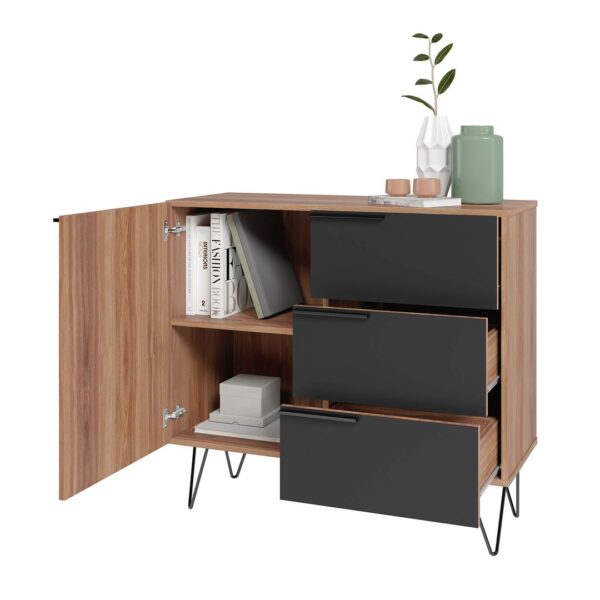 Manhattan Comfort Beekman 35.43 Dresser with 2 Shelves in Brown and Black