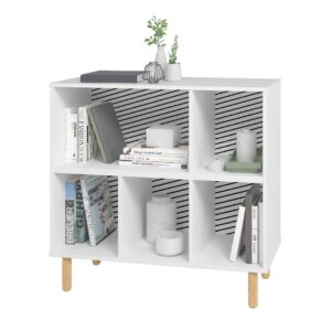 Manhattan Comfort Essex 33.66 Low Bookcase with 5 Shelves in White and Zebra