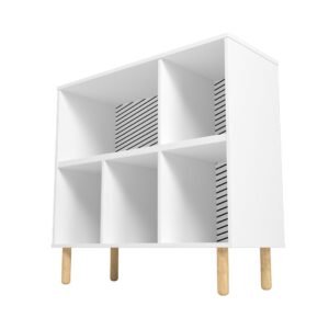 Manhattan Comfort Essex 33.66 Low Bookcase with 5 Shelves in White and Zebra