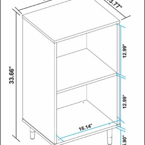 Manhattan Comfort Essex Nightstand with 2 Shelves in White and Zebra