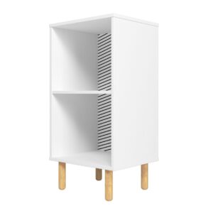 Manhattan Comfort Essex Nightstand with 2 Shelves in White and Zebra