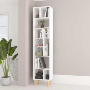 Manhattan Comfort Essex 77.95 Bookcase with 10 Shelves in White and Zebra