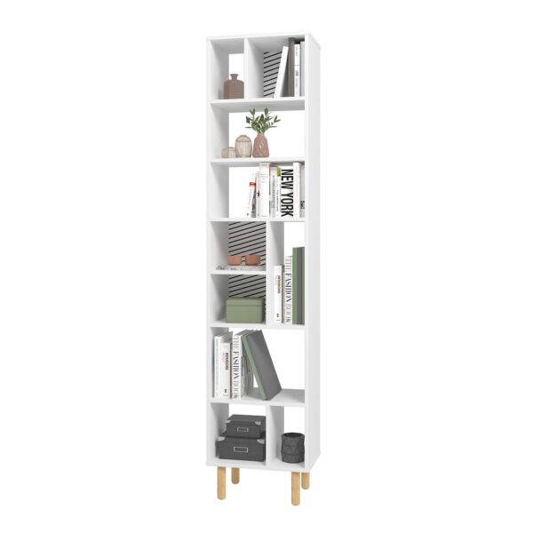 Manhattan Comfort Essex 77.95 Bookcase with 10 Shelves in White and Zebra