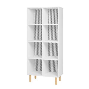 Manhattan Comfort Essex 60.23 Double Bookcase with 8 Shelves in White and Zebra