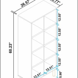 Manhattan Comfort Essex 60.23 Double Bookcase with 8 Shelves in White and Zebra