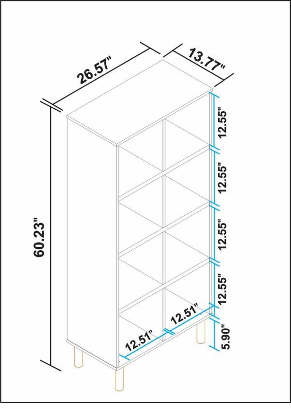 Manhattan Comfort Essex 60.23 Double Bookcase with 8 Shelves in White and Zebra