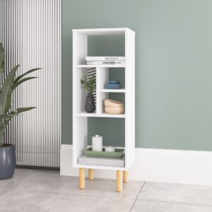 Manhattan Comfort Essex 42.51 Bookcase with 5 Shelves in White and Zebra