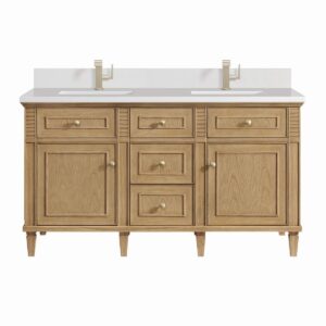 James Martin JM 424-V60D Lorelai 60 Inch Free-Standing Double Sink Bathroom Vanity with 3 CM Top