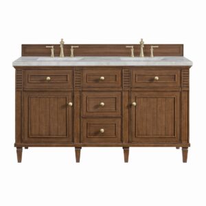 James Martin JM 424-V60D Lorelai 60 Inch Free-Standing Double Sink Bathroom Vanity with 3 CM Top