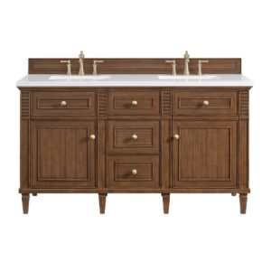 James Martin JM 424-V60D Lorelai 60 Inch Free-Standing Double Sink Bathroom Vanity with 3 CM Top