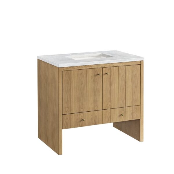 James Martin 435-V36-LNO-3AF Hudson 36 Inch Light Natural Oak Single Sink Vanity with 3 cm Arctic Fall Top