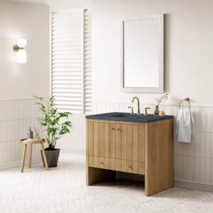 James Martin 435-V36-LNO-3CSP Hudson 36 Inch Light Natural Oak Single Sink Vanity with 3 cm Charcoal Soapstone Top