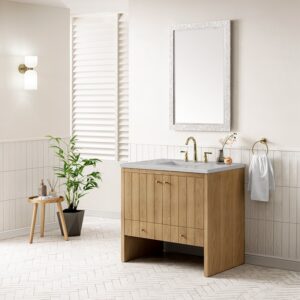 James Martin 435-V36-LNO-3ESR Hudson 36 Inch Light Natural Oak Single Sink Vanity with 3 cm Eternal Serena Top